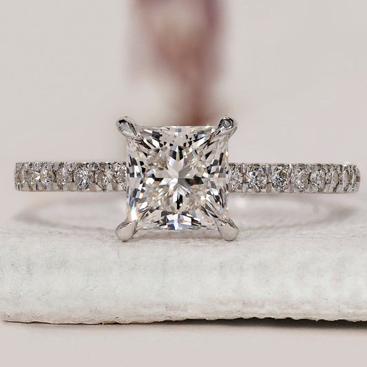 Princess Diamond Ring With Pave Setting