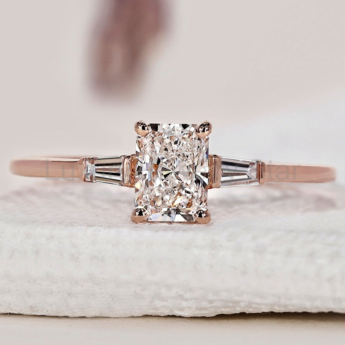 Radiant Cut 3 Stone Diamond Ring