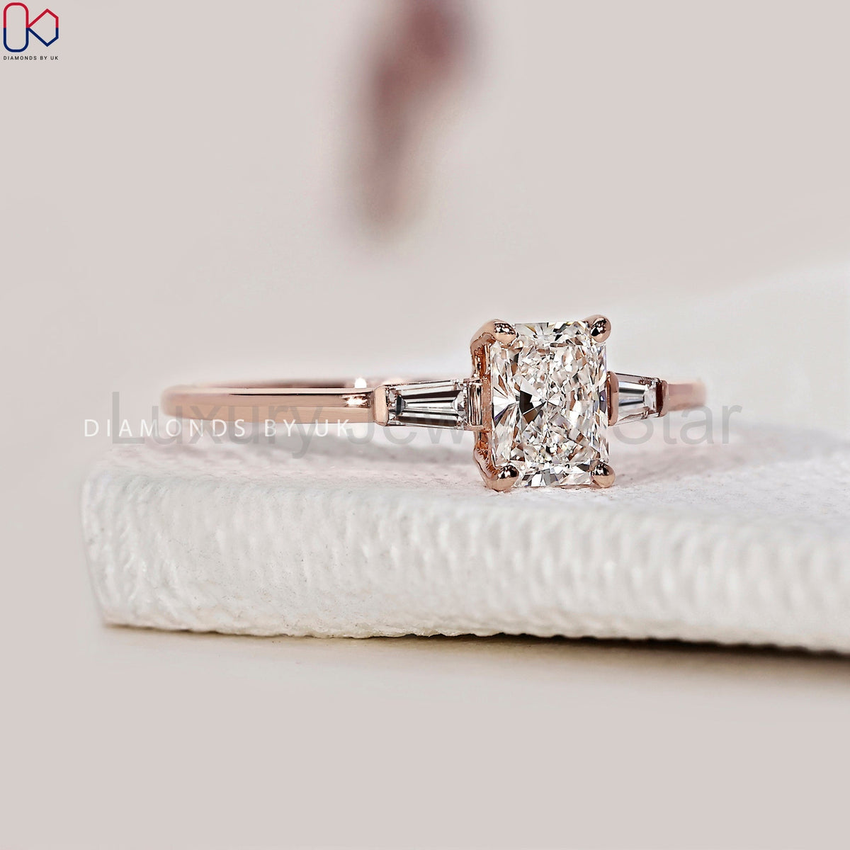 Radiant Cut 3 Stone Diamond Ring - image 3