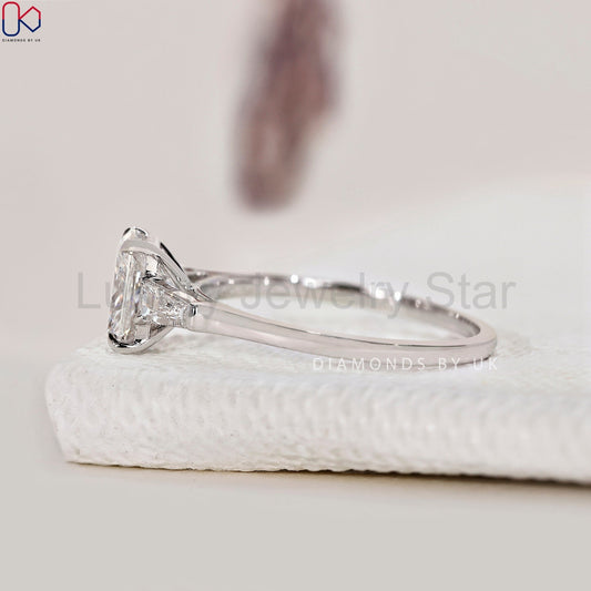 Radiant Cut Diamond Ring With Tapered Baguette Side Stone - image 2