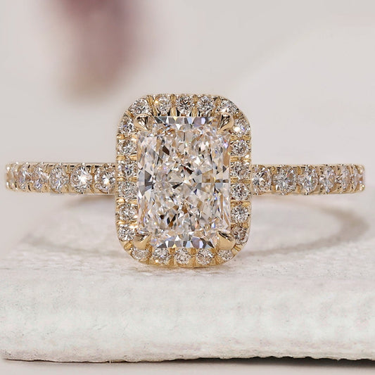 Radiant Cut Engagement Ring With Halo Setting