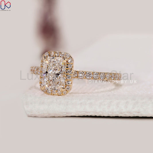 Radiant Cut Engagement Ring With Halo Setting - image 2