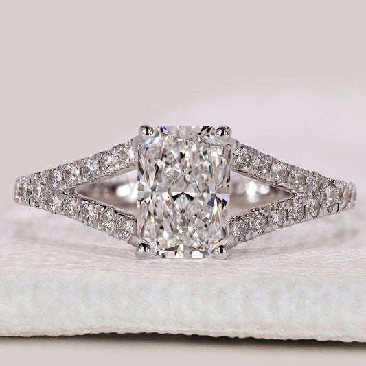 Radiant Cut Ring in Split Shank Pave Style
