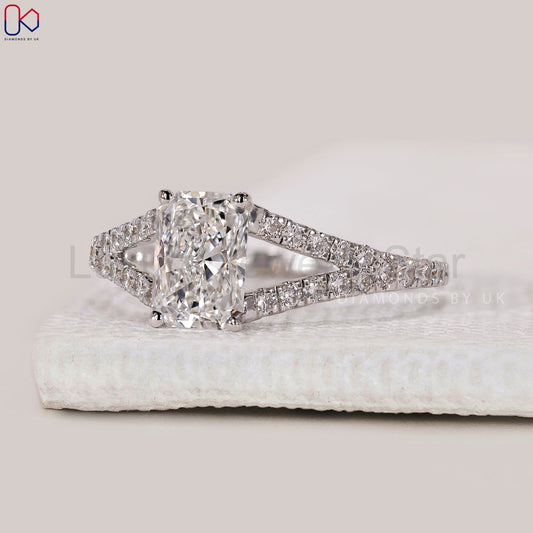 Radiant Cut Ring in Split Shank Pave Style - image 2