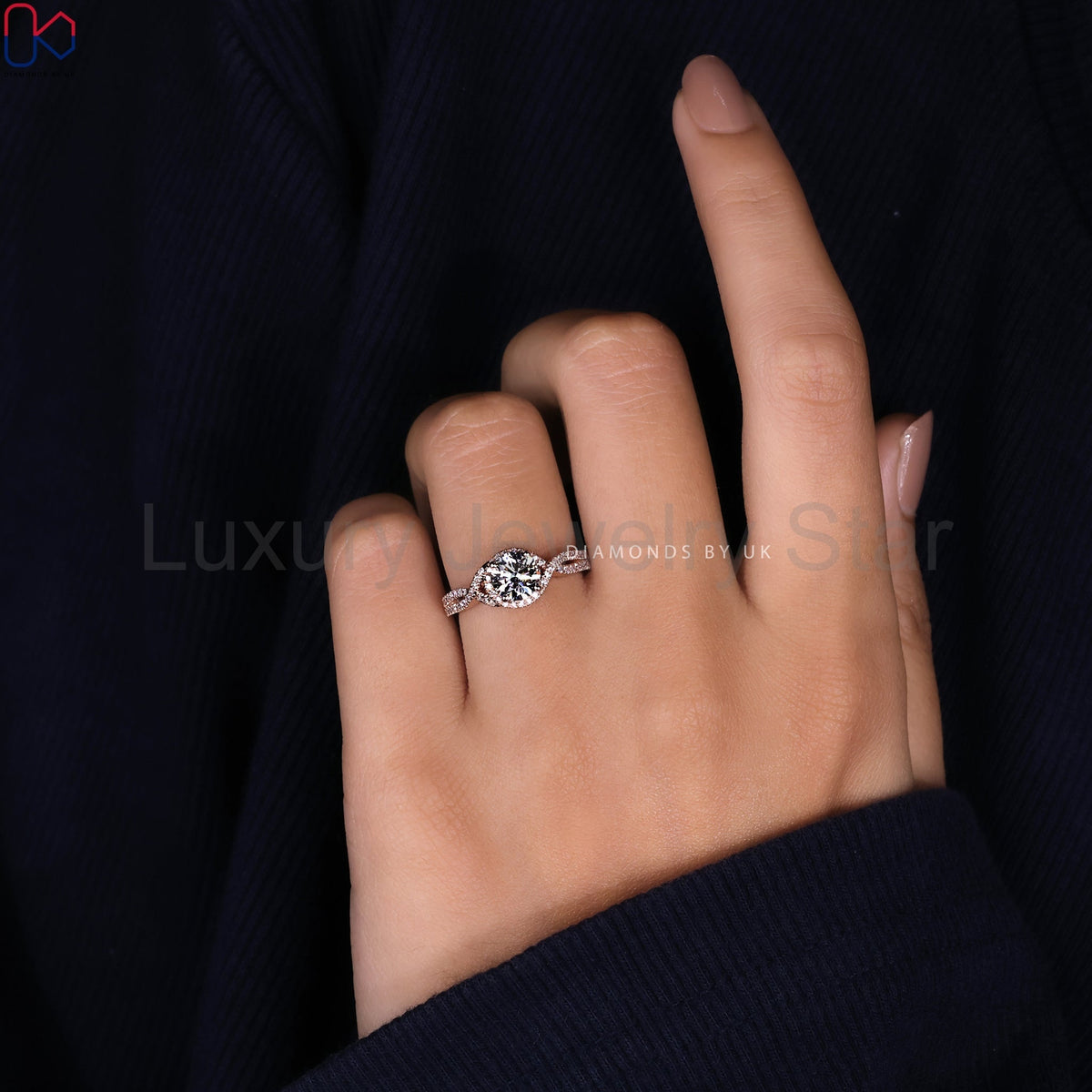 Rose Gold Engagement Ring In Round Diamond - image 10