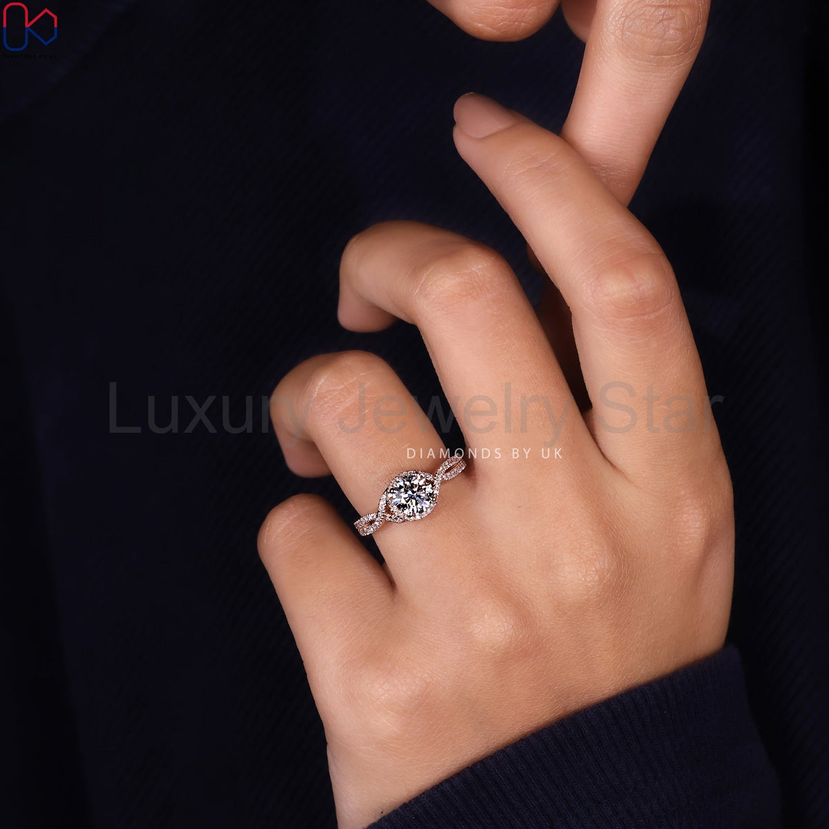 Rose Gold Engagement Ring In Round Diamond - image 8
