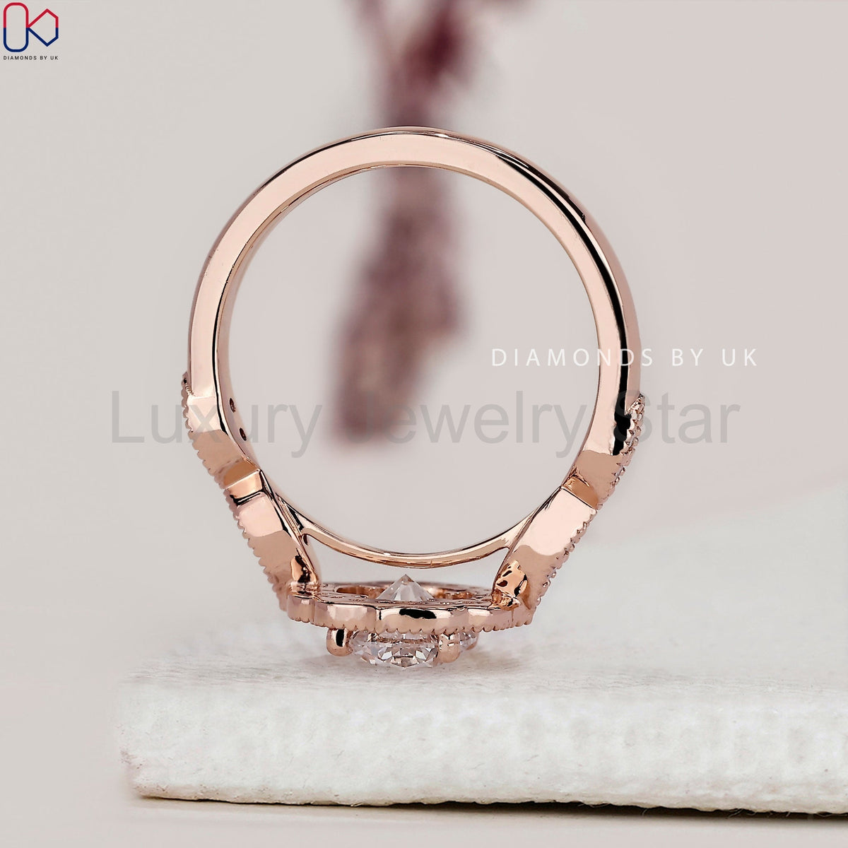 Rose Gold Engagement Ring With Round Diamond - image 5