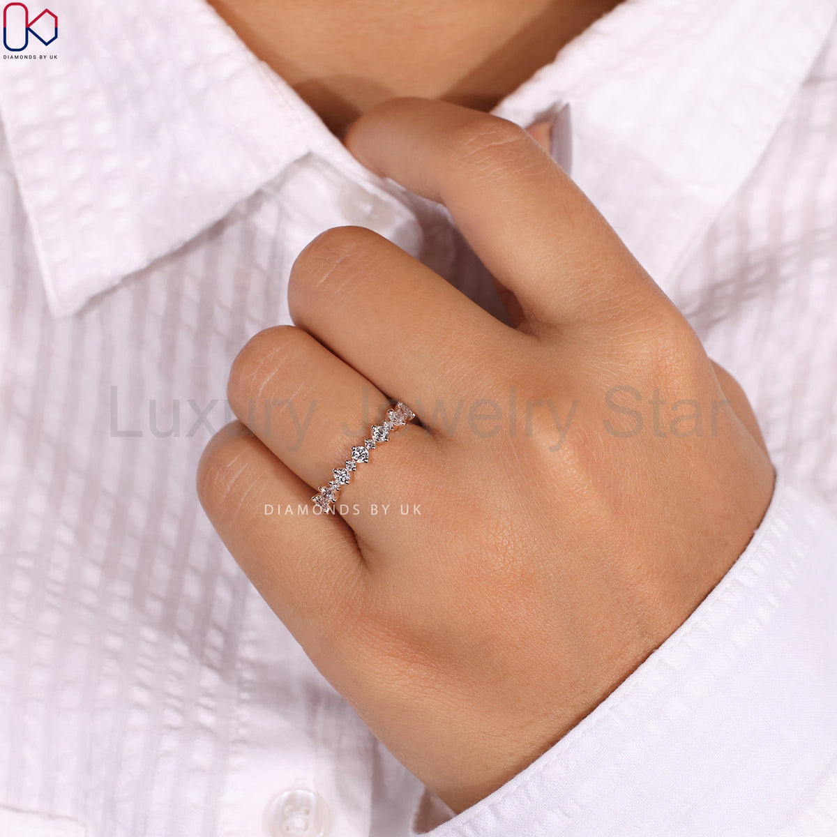 Rose Gold Wedding Band - Half Eternity - image 10