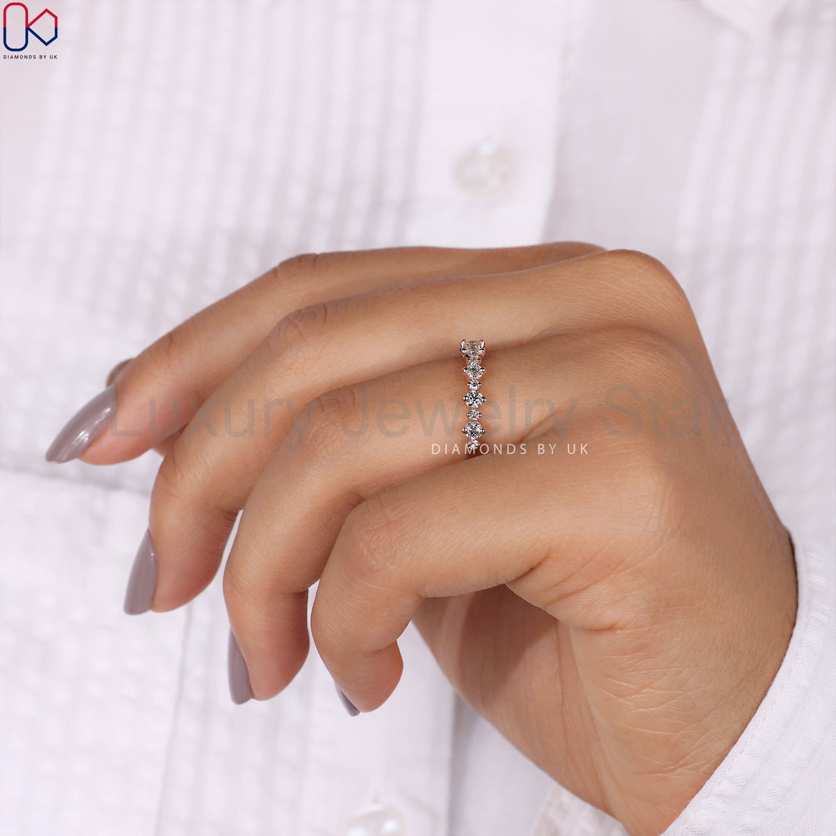 Rose Gold Wedding Band - Half Eternity - image 4
