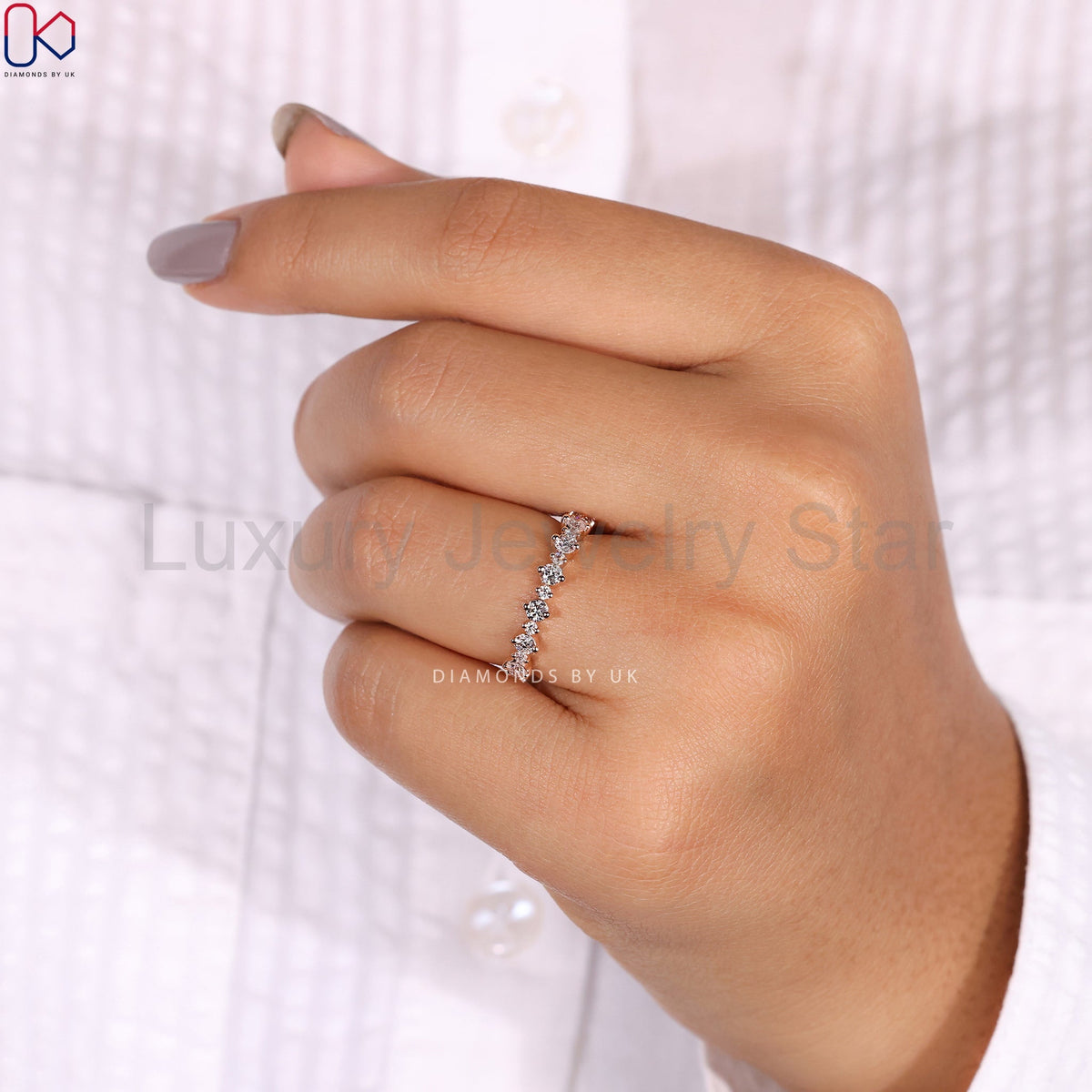 Rose Gold Wedding Band - Half Eternity - image 8