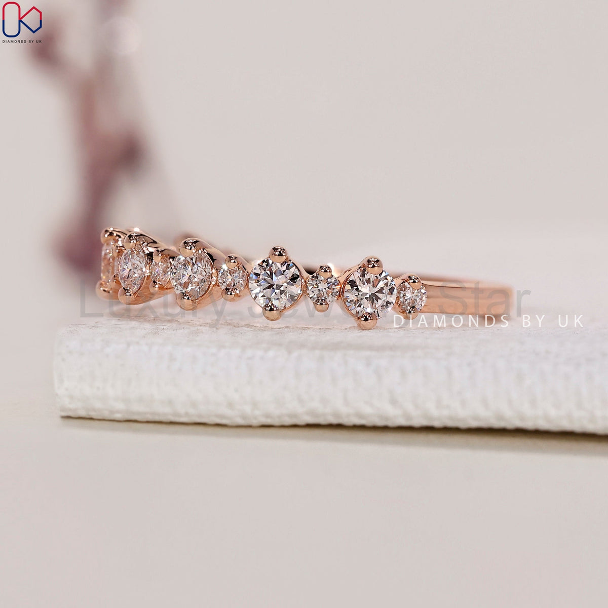 Rose Gold Wedding Band - Half Eternity - image 9