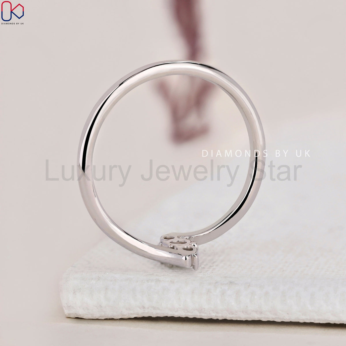 Round and Pear 3 Stone Diamond Ring - image 5