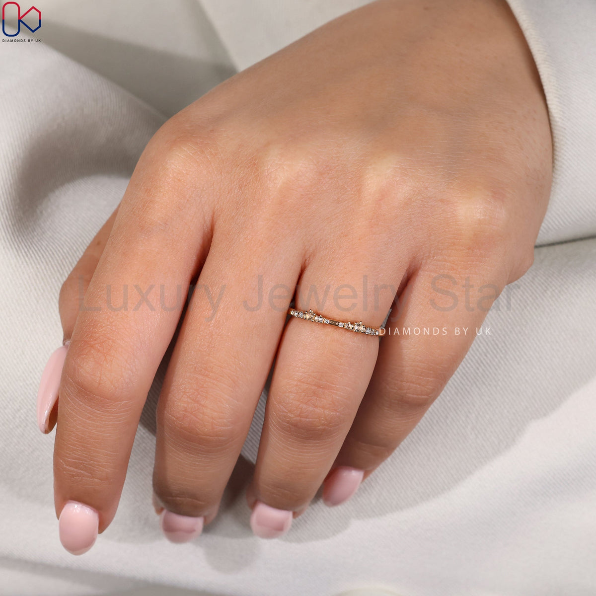 Round And Round Rose Cut Pave Set Wedding Band - image 10