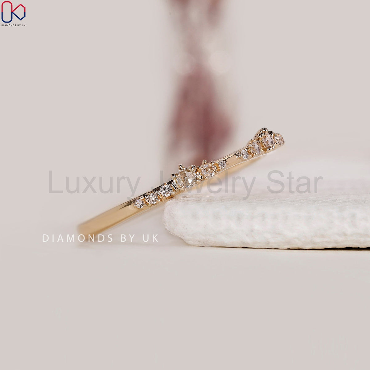 Round And Round Rose Cut Pave Set Wedding Band - image 3