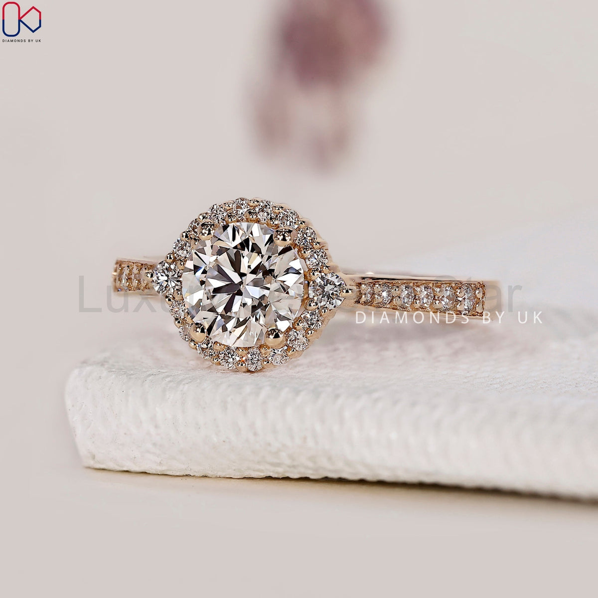 Round Cut Halo Diamond Engagement Ring - image 2