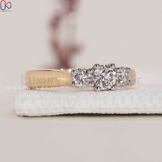 Round Cut 3 Diamond Engagement Ring - image 2