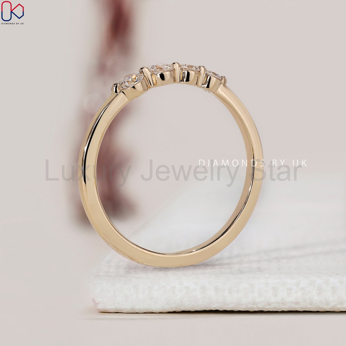 Round Cut 4 Diamond Wedding Band - image 9