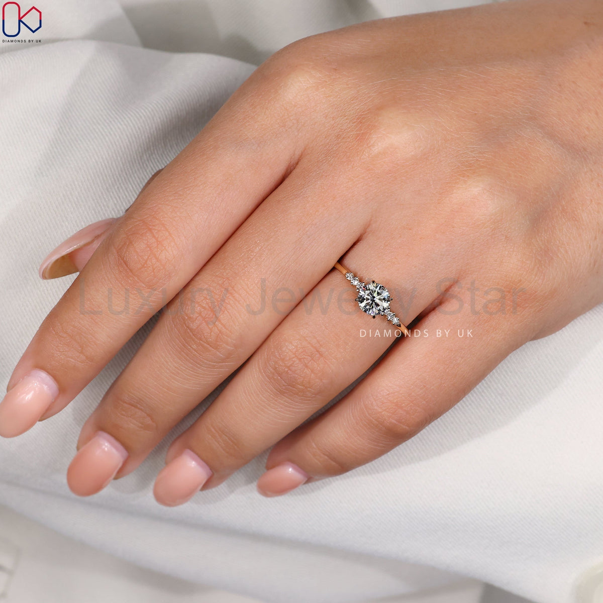 Round Cut 7 Stone Diamond Ring - image 9