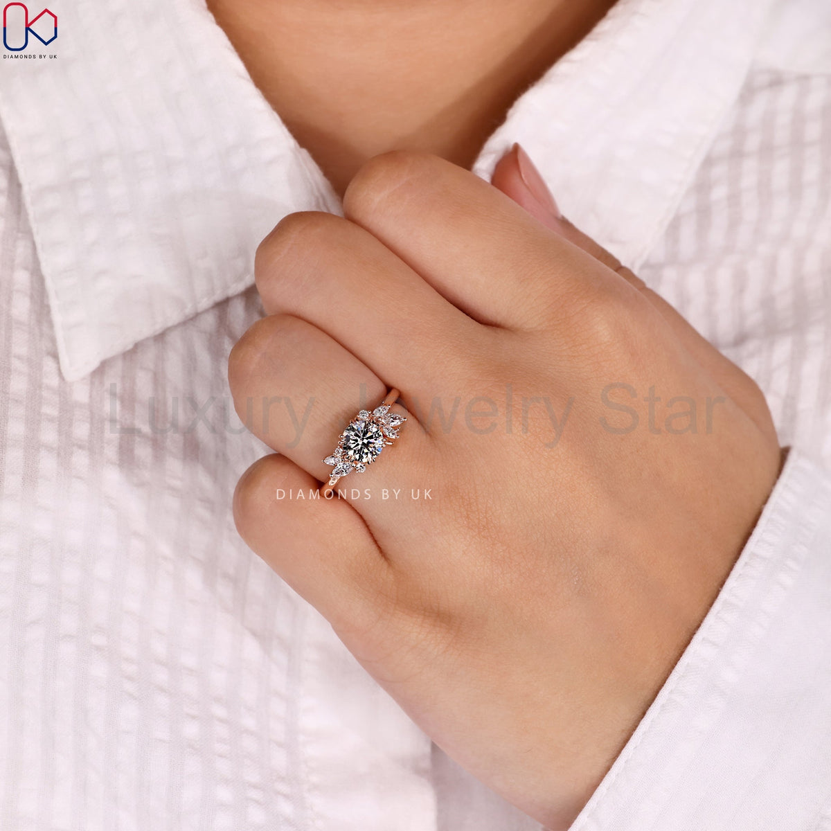 Round Cut Antique Diamond Cluster Ring - image 8