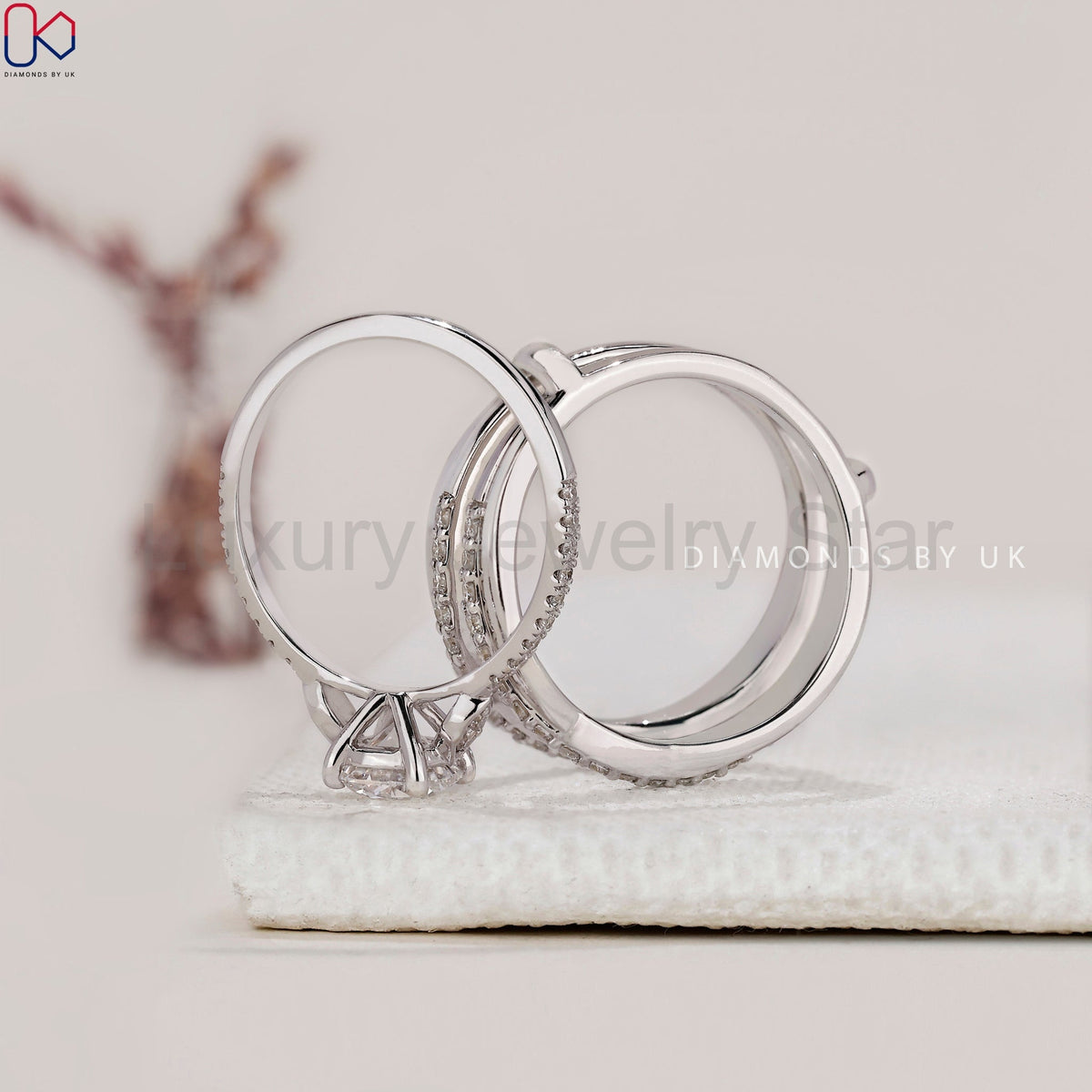 Round Cut Bridal Set in White Gold UKBS0037 - image 7