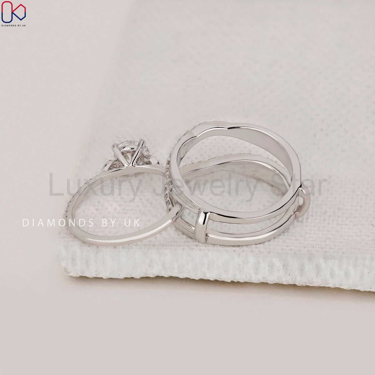 Round Cut Bridal Set in White Gold UKBS0037 - image 9