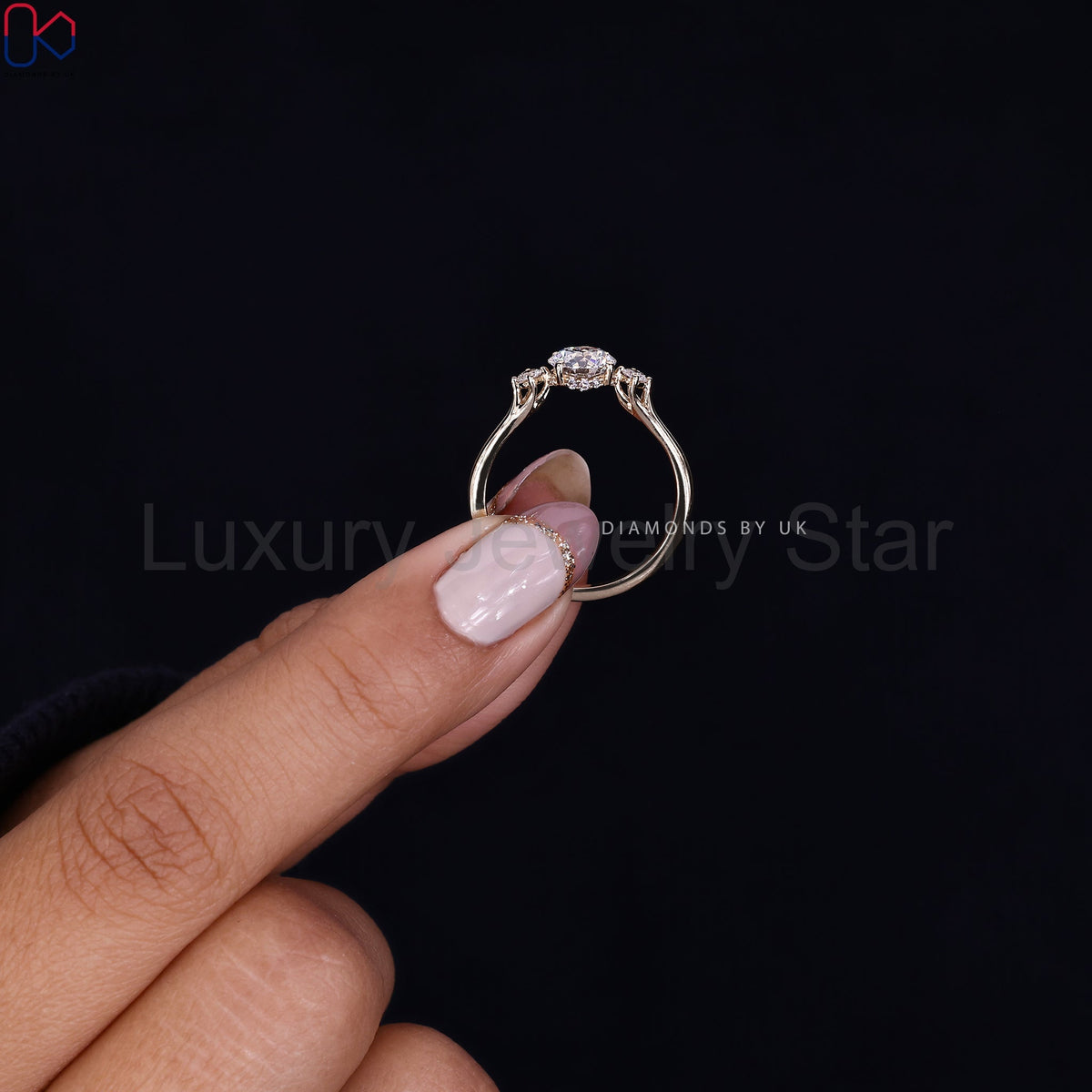 Round Cut Diamond 3 Stone Engagement Ring - image 11