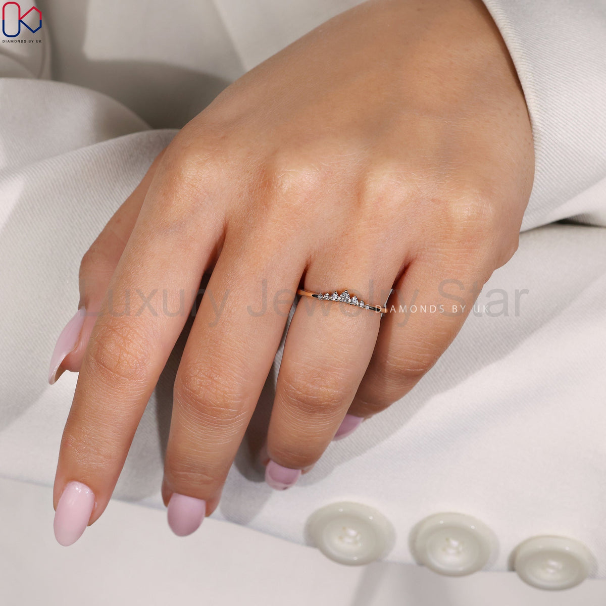 Round Cut Diamond 7 Stone Wedding Band - image 10