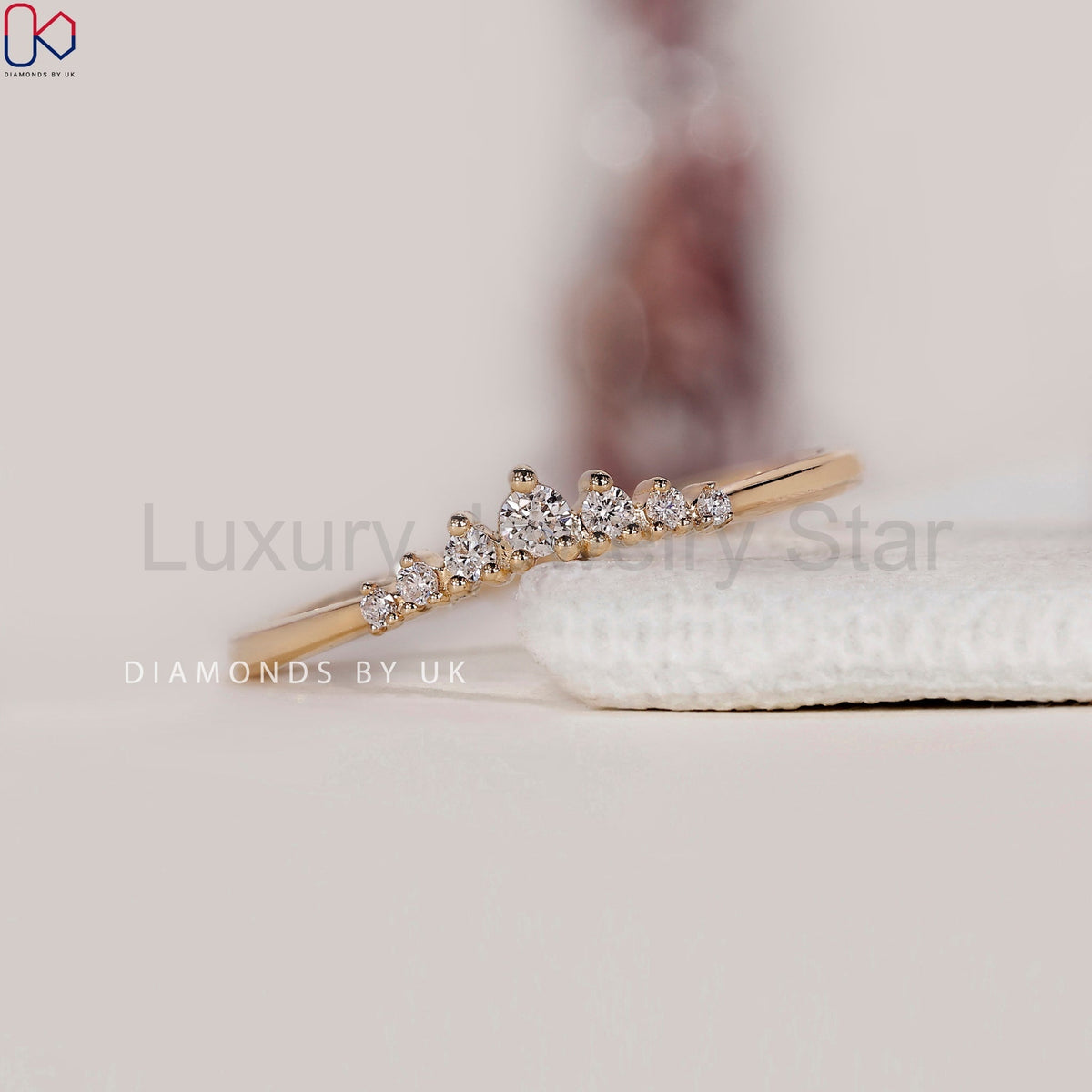 Round Cut Diamond 7 Stone Wedding Band - image 3