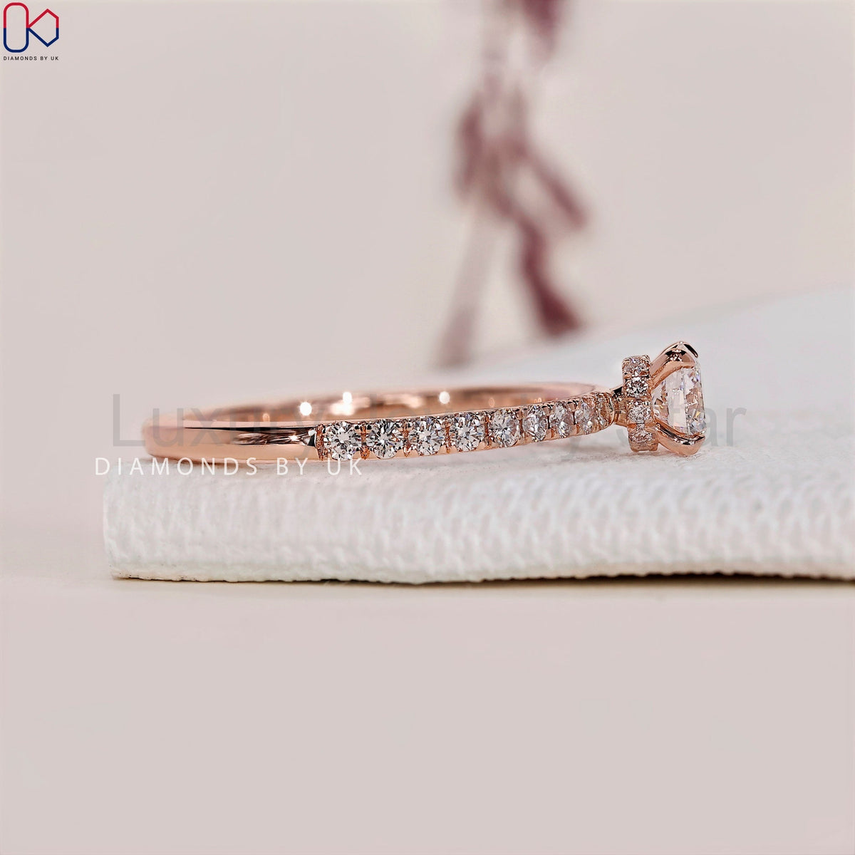 Round Cut Diamond Hidden Halo Ring - image 3