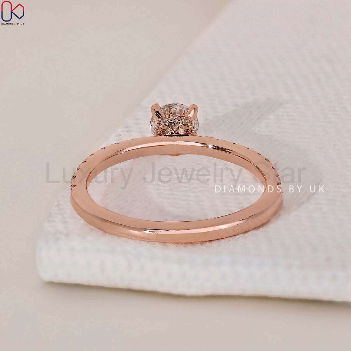 Round Cut Diamond Hidden Halo Ring - image 4