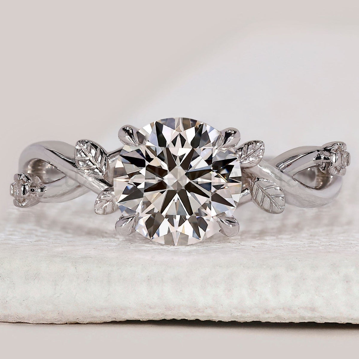 Round Cut Diamond Nature Inspired Engagement Ring