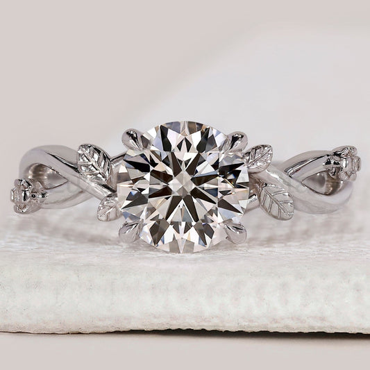 Round Cut Diamond Nature Inspired Engagement Ring