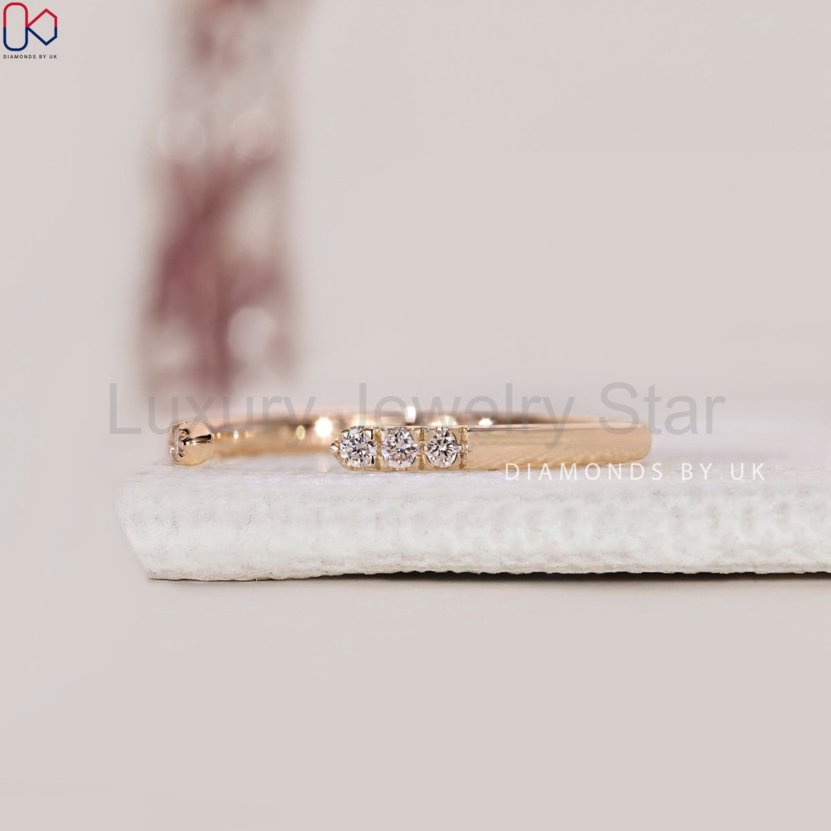 Round Cut Diamond Open Gap Wedding Band - image 5