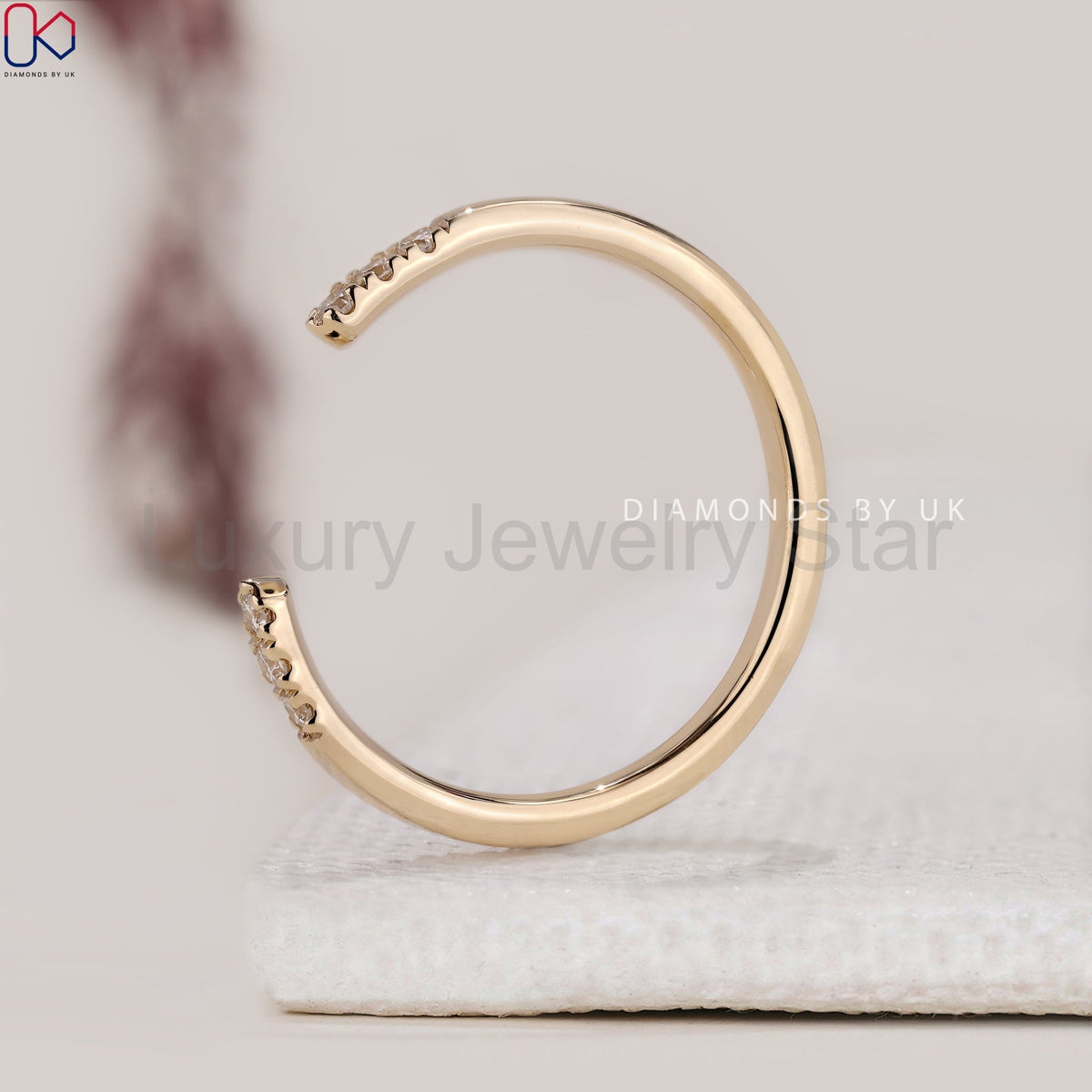 Round Cut Diamond Open Gap Wedding Band - image 9