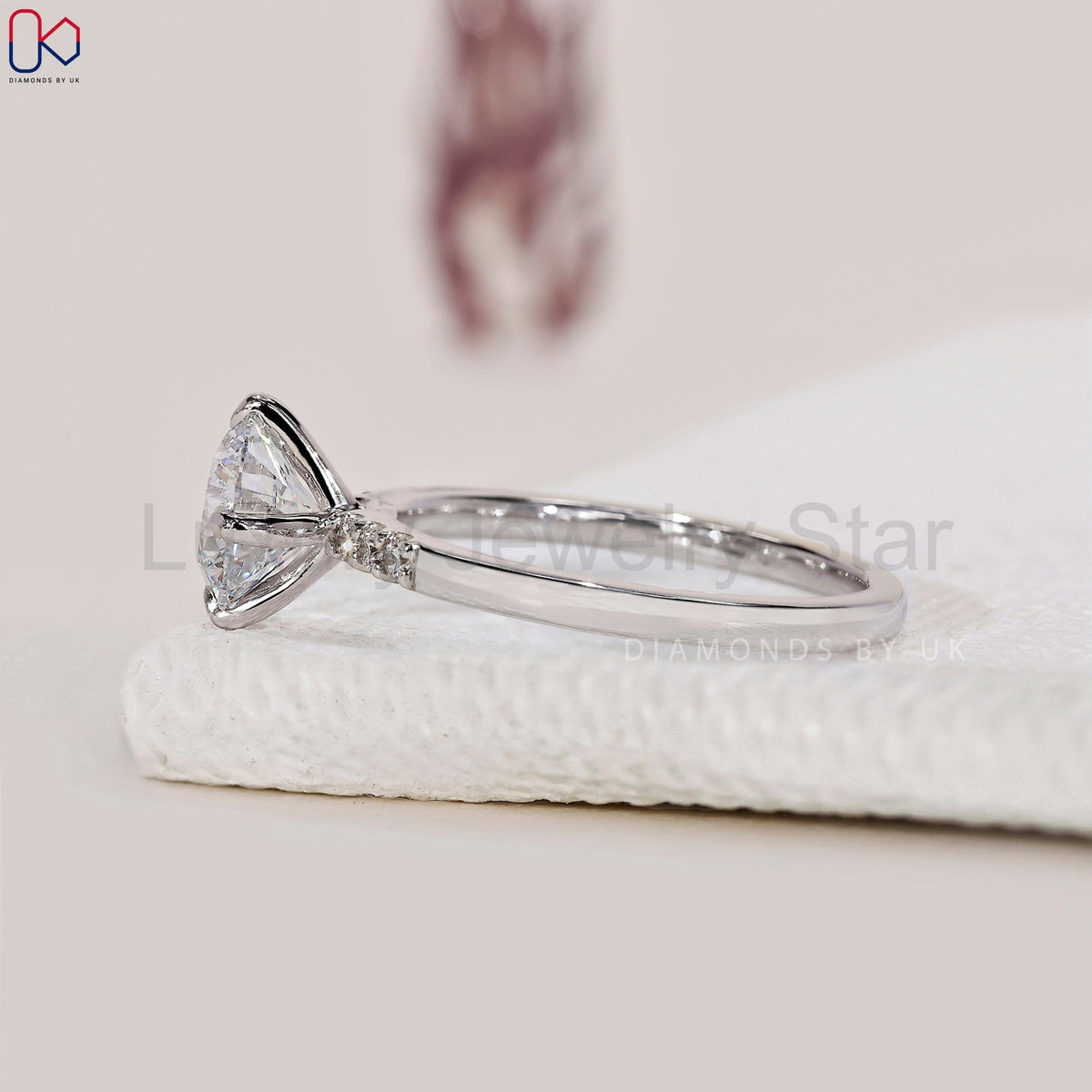 Round Cut Diamond Pave Engagement Ring - image 2