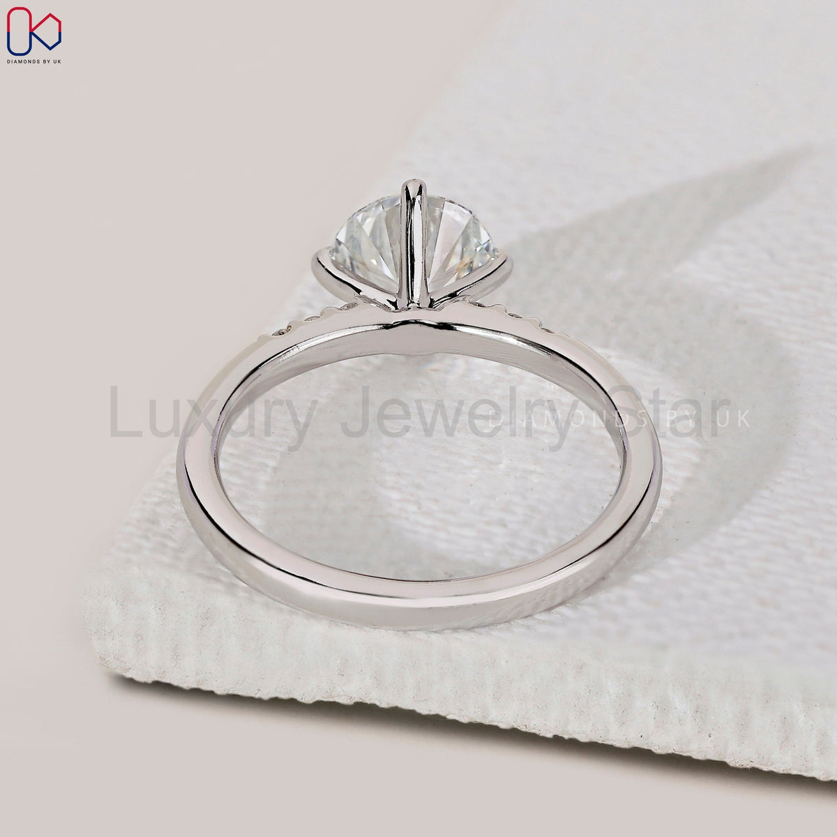 Round Cut Diamond Pave Engagement Ring - image 4