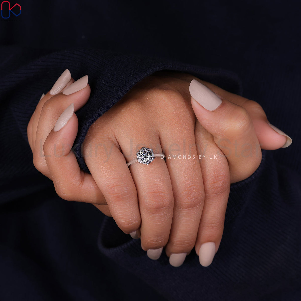 Round Cut Diamond Ring - Halo Design - image 10