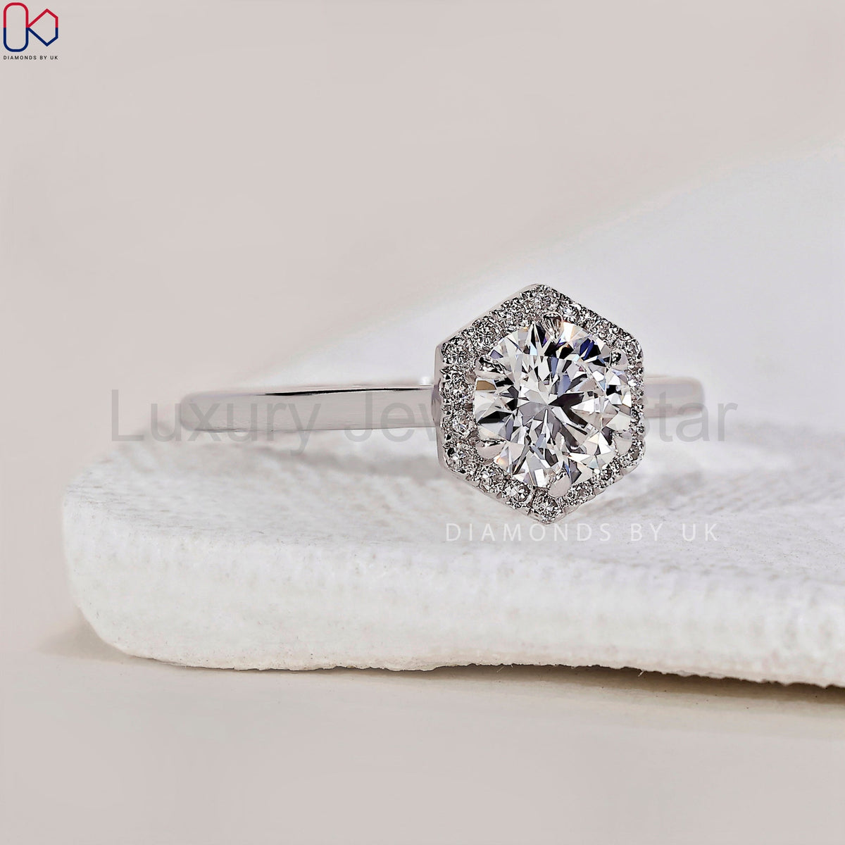 Round Cut Diamond Ring - Halo Design - image 2
