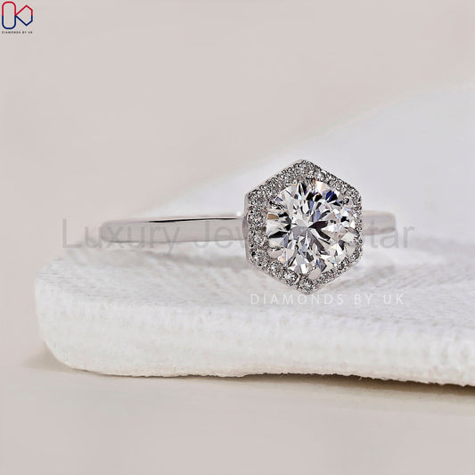 Round Cut Diamond Ring - Halo Design - image 2
