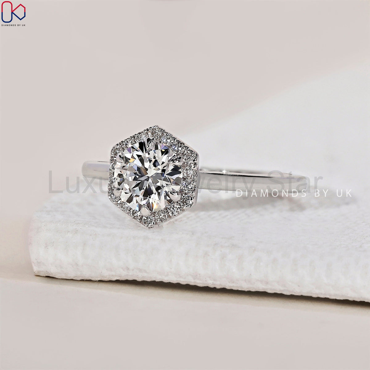 Round Cut Diamond Ring - Halo Design - image 3
