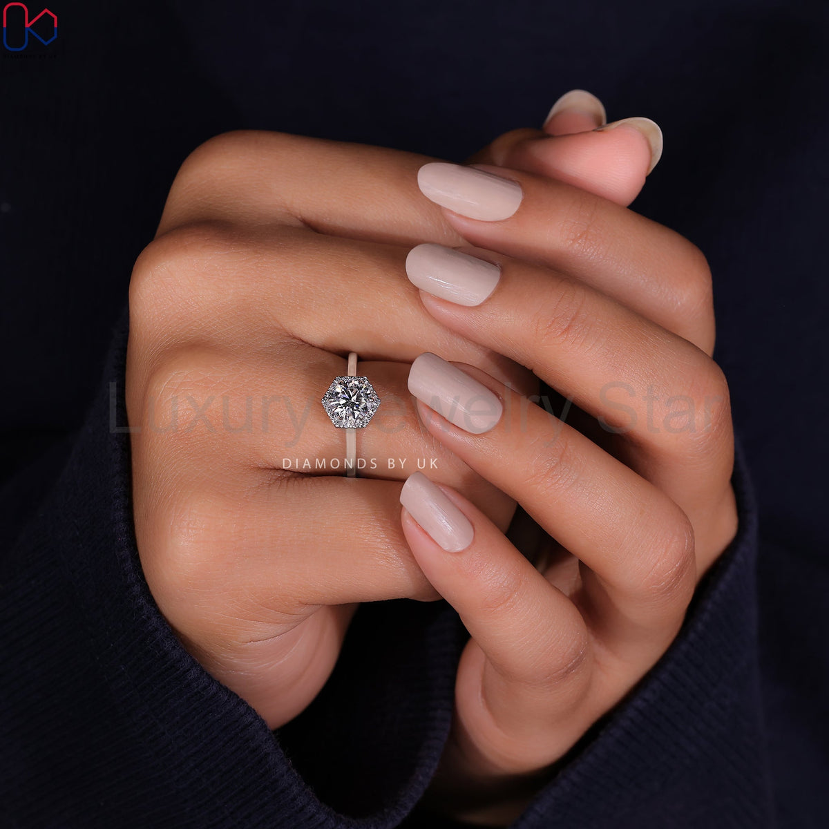 Round Cut Diamond Ring - Halo Design - image 8