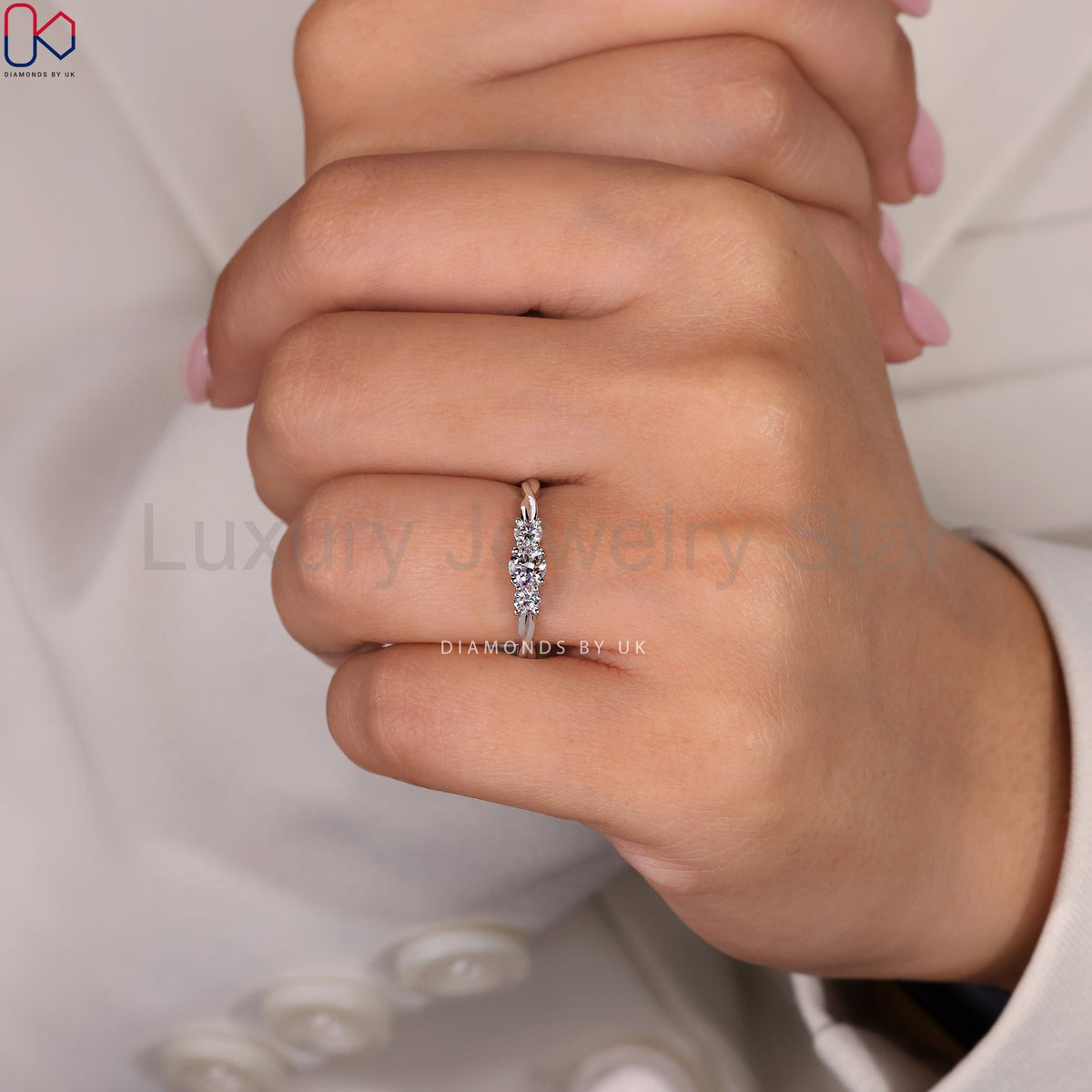 Round Cut Diamond Ring - Twisted Band - image 7