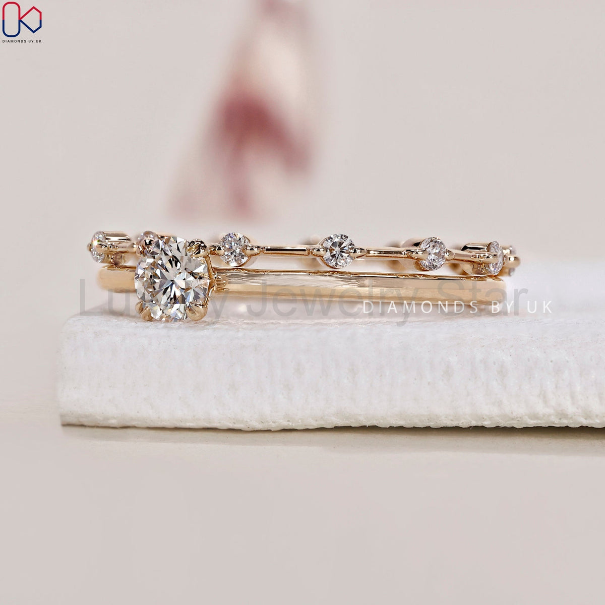 Round Cut Diamond Ring And Eternity Band - image 3