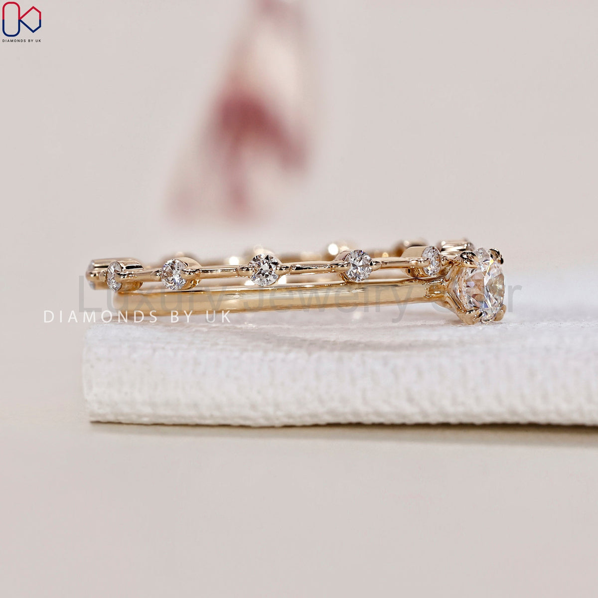 Round Cut Diamond Ring And Eternity Band - image 5