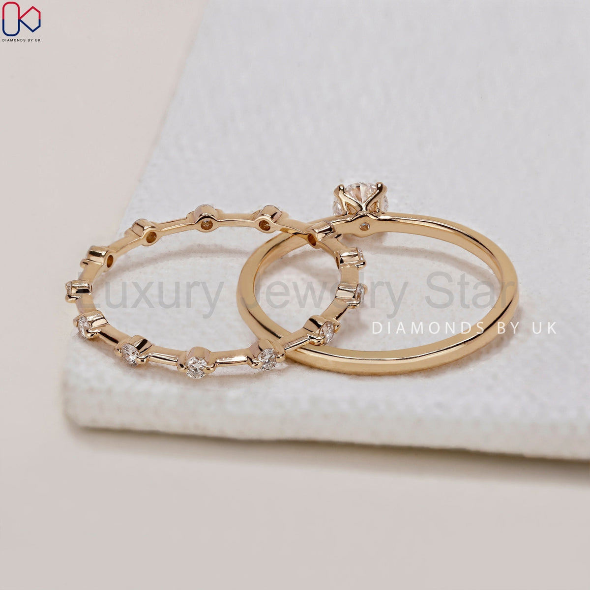 Round Cut Diamond Ring And Eternity Band - image 7