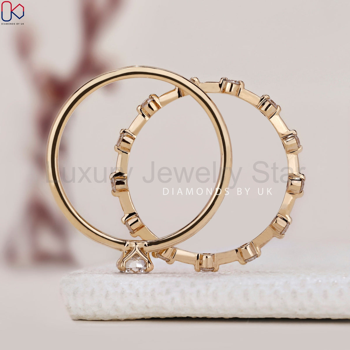 Round Cut Diamond Ring And Eternity Band - image 9