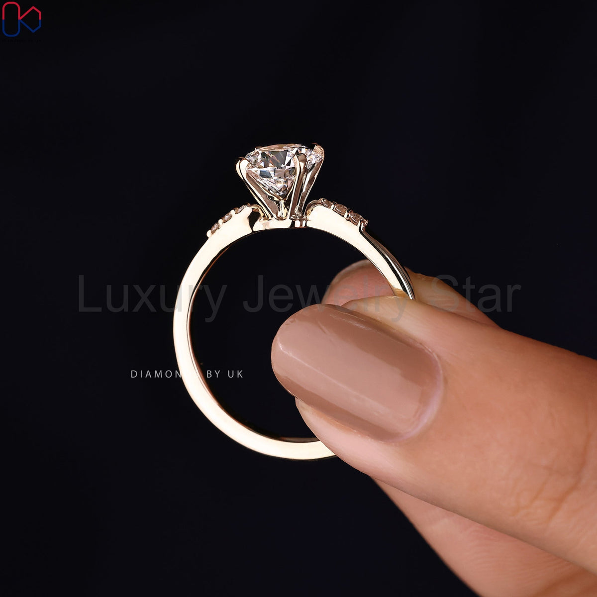 Round Cut Diamond Ring With Pinched Shank Band - image 11