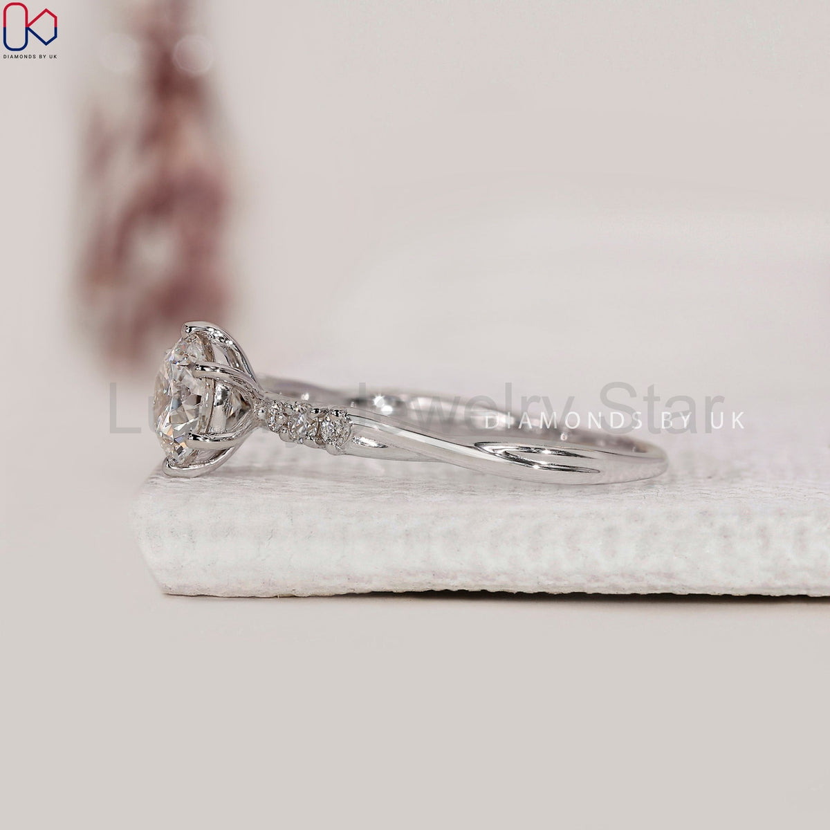 Round Cut Diamond White Gold Engagement Ring - image 3