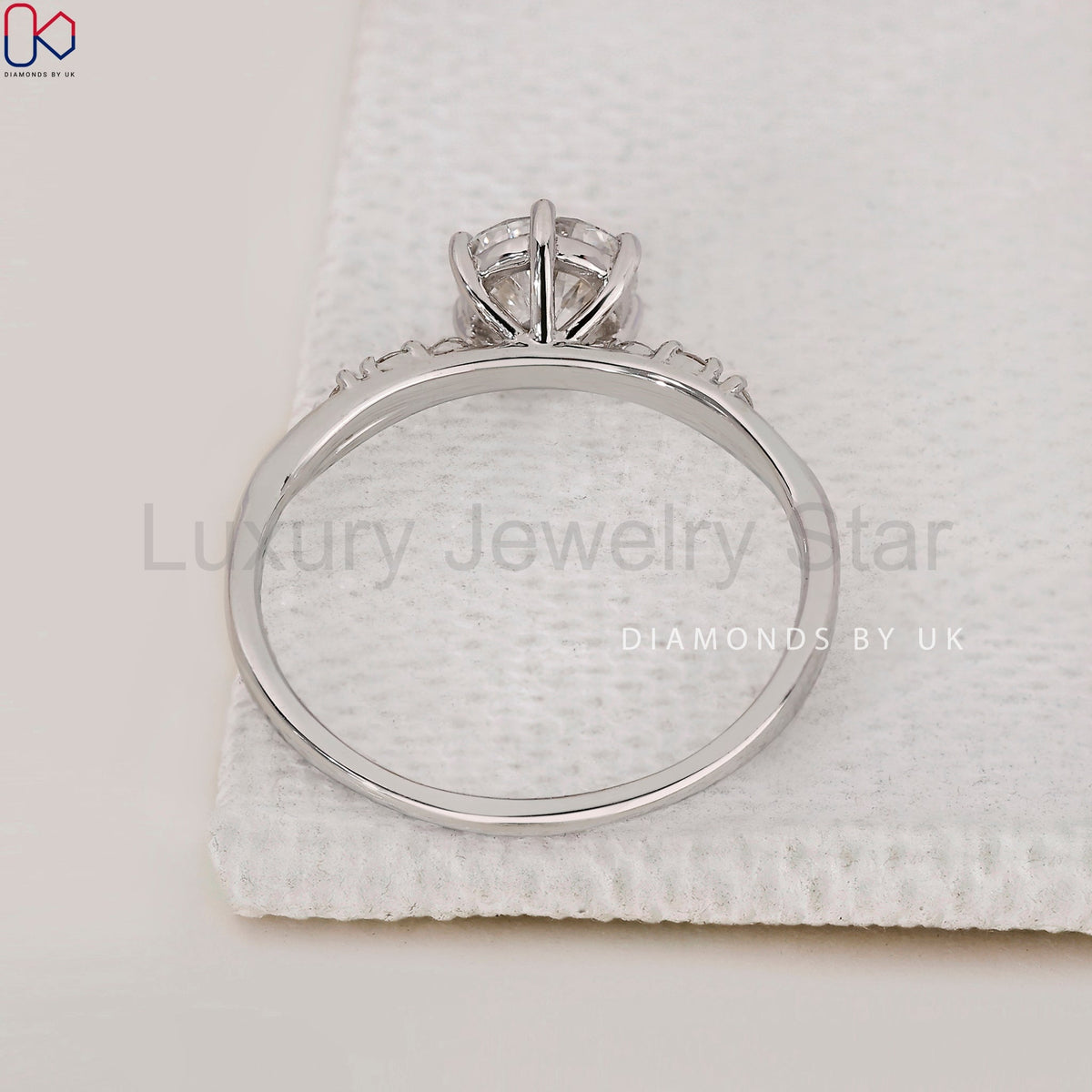 Round Cut Diamond White Gold Engagement Ring - image 4