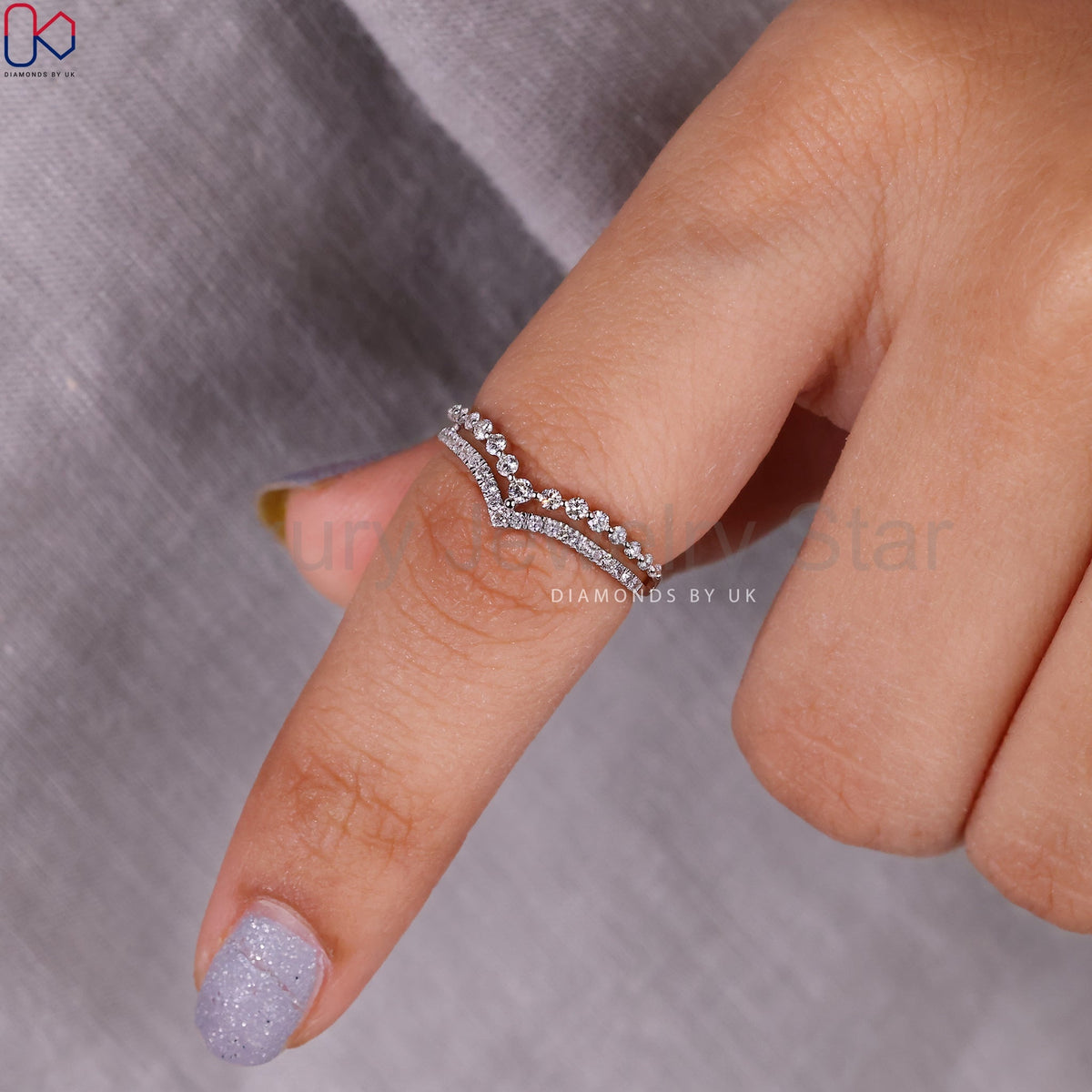 Round Cut Double Row Diamond Band - image 10